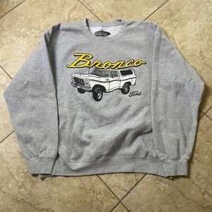 Y2K Ford Bronco Crewneck Sweatshirt Graphic Print Car Truck Gray‎ Size L